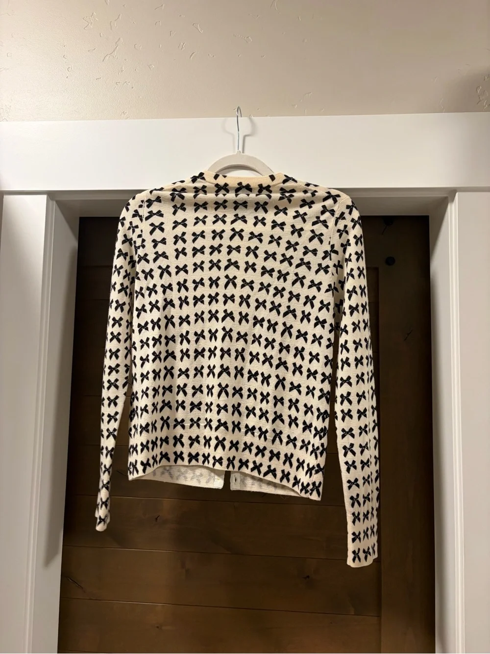 J. Crew Jackie Bow Print Lightweight Wool Cardigan